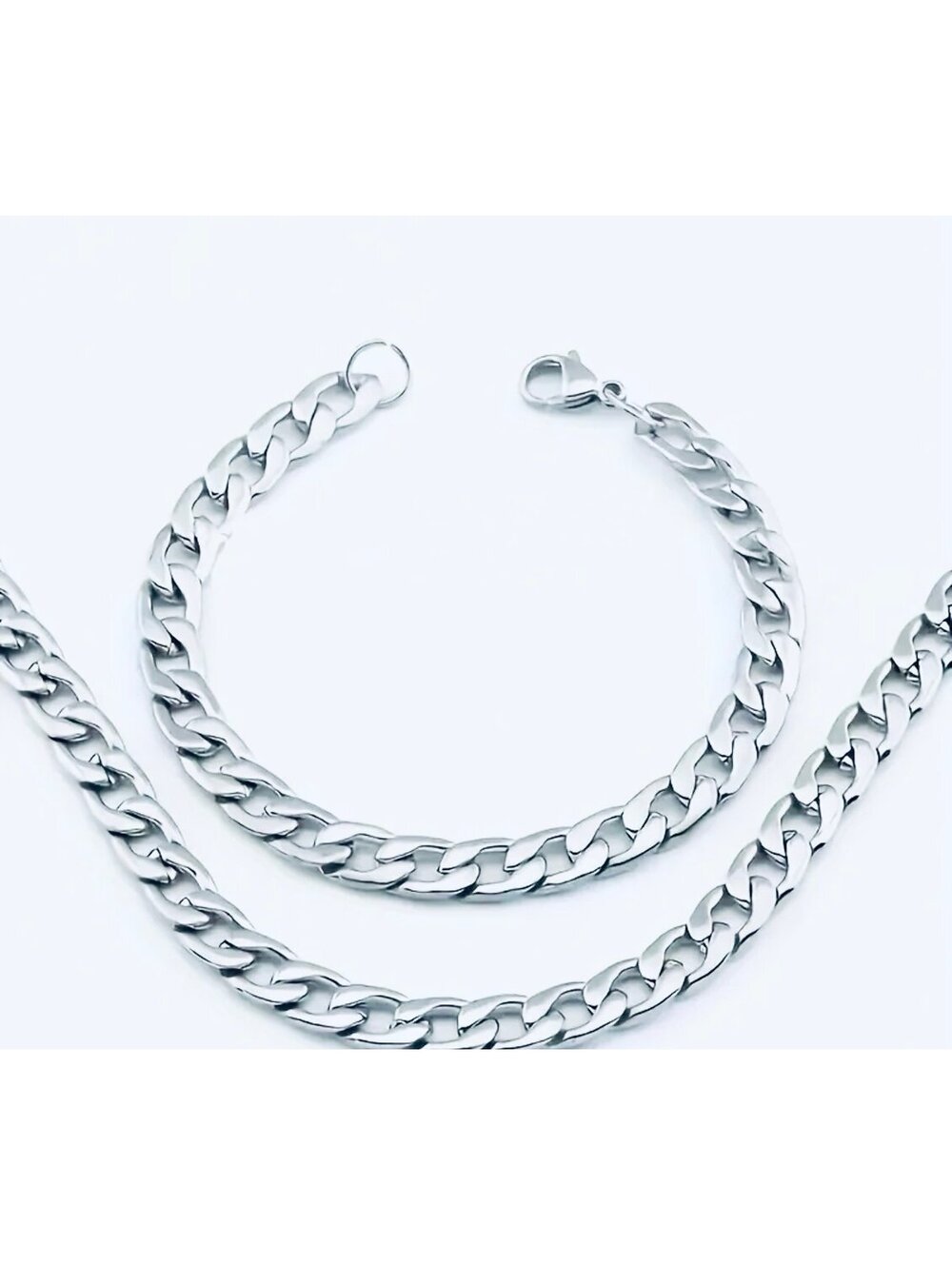 New - Stainless Steel -Chain Link Necklace and Bracelet Set